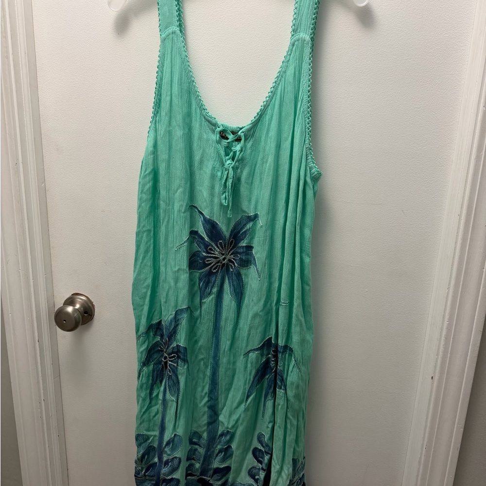 Raya Sun Green and Blue Floral Midi Dress